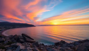 Experience the beauty of Albania Holiday Destinations with an enchanting sunset over the Albanian Riviera's beaches.