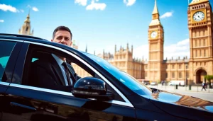 Experience the luxury of a private chauffeur london against iconic landmarks, showcasing style and sophistication.