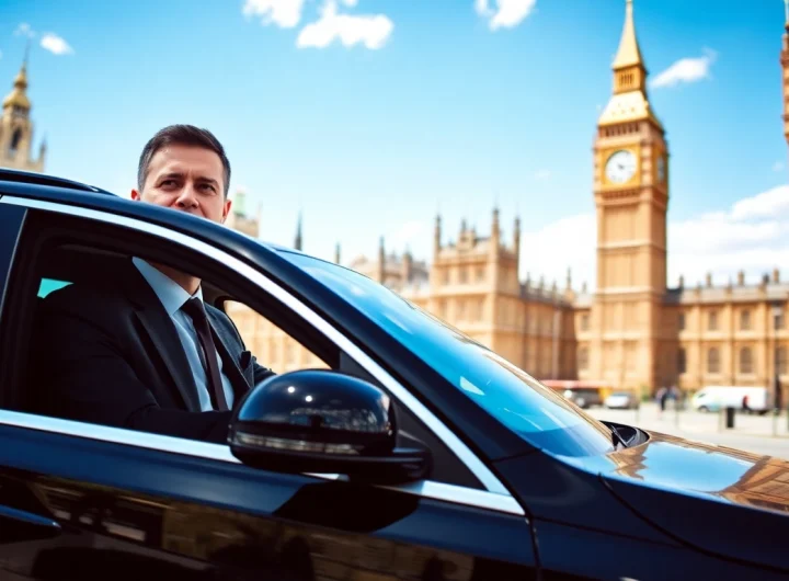 Experience the luxury of a private chauffeur london against iconic landmarks, showcasing style and sophistication.