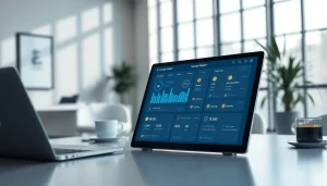 Showcase the guarda wallet interface featuring a modern design in an office setting.