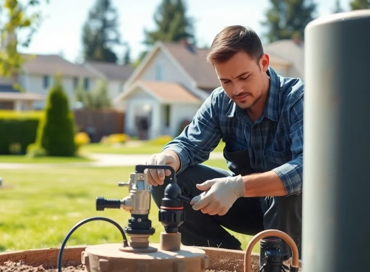 Experienced technician performing well pump replacement lacey wa in a residential setting.
