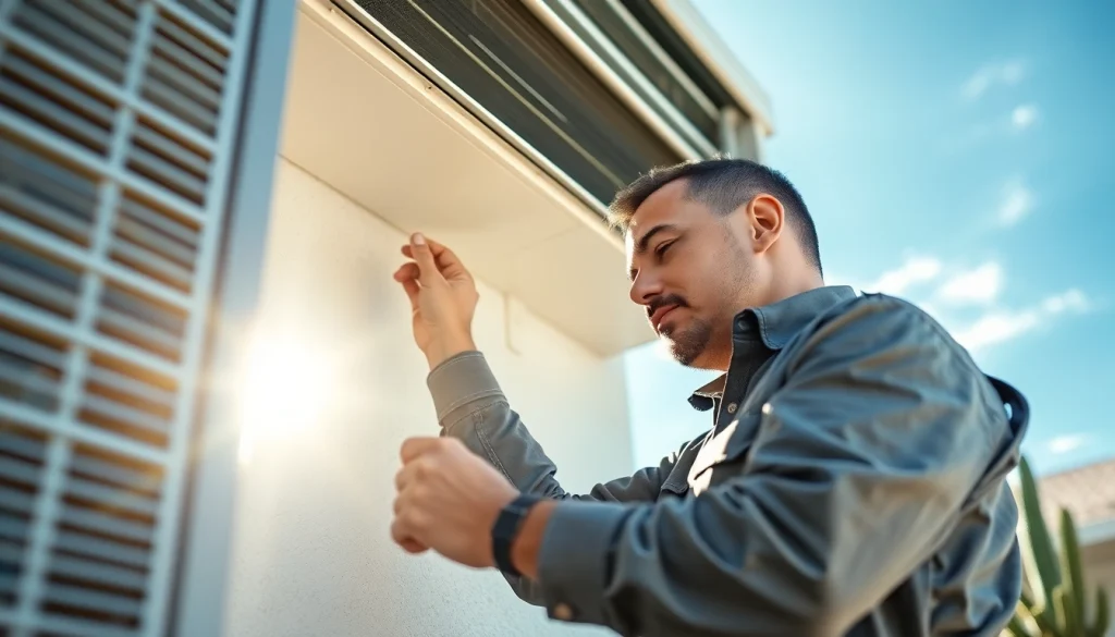 Technician providing expert ac repair phoenix az service on a modern air conditioning unit.