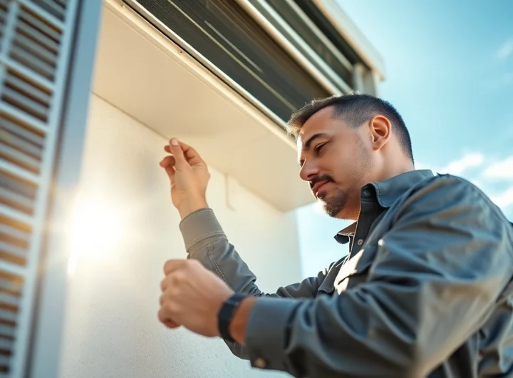 Technician providing expert ac repair phoenix az service on a modern air conditioning unit.