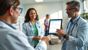 Learn how does eprescribing work by viewing a healthcare provider with a patient using digital tools.