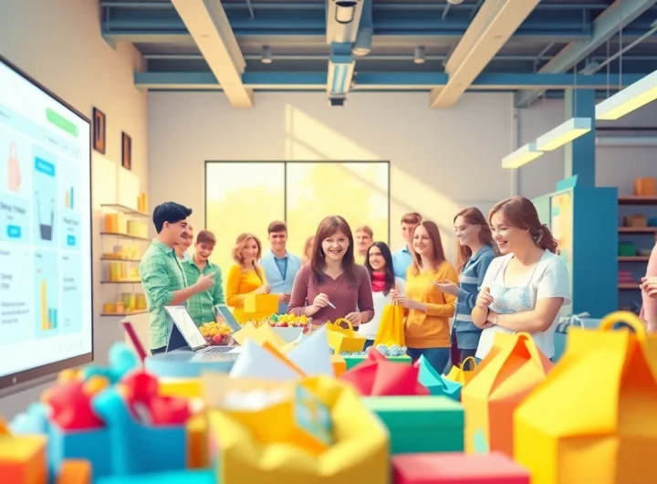 Start Selling on Jirle: Engaging view of an online marketplace with vibrant products and happy sellers.