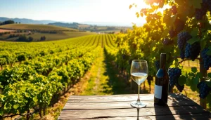Enjoy a vibrant view of Sacramento Wineries with lush grapevines and inviting wine settings.